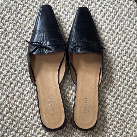 Tom Ford Era Gucci Vintage Black Leather Mules - Picture 2 of 8